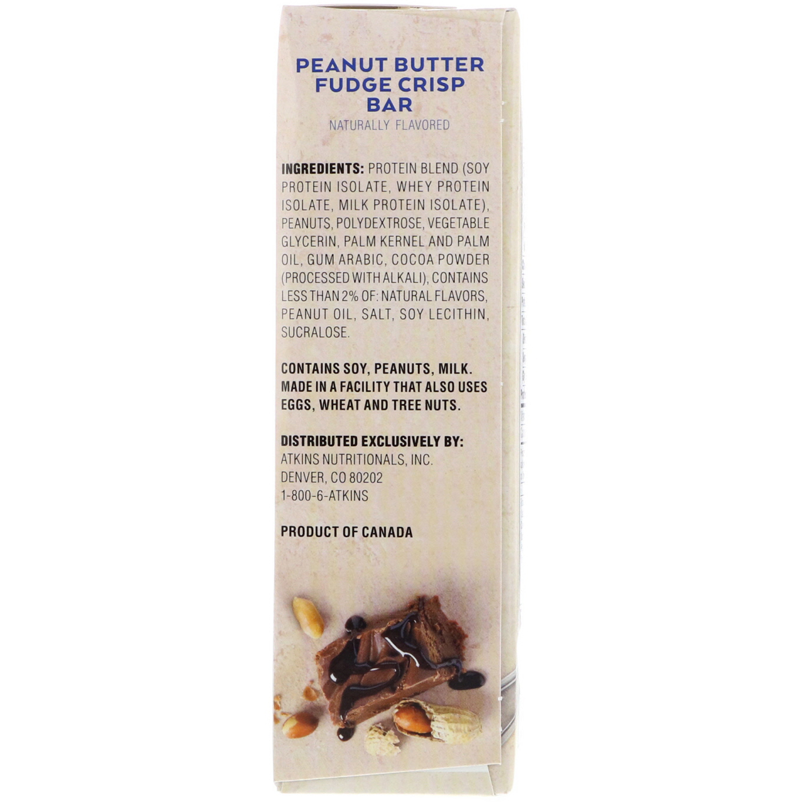 Atkins, Snack, Peanut Butter Fudge Crisp Bar, 5 Barrinhas, 35 g (1,2 oz) Cada - Imagem 3