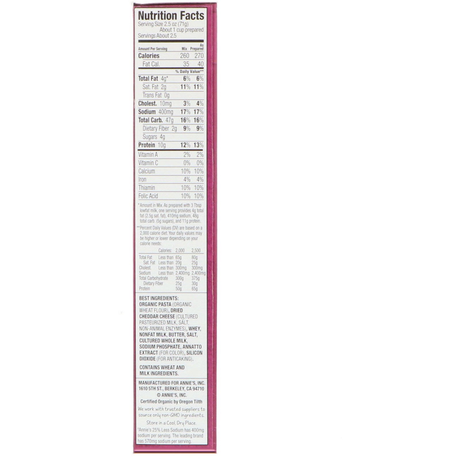 Annie's Homegrown, Macaroni & Cheese, Classic Mild Cheddar, Less Sodium, 6 oz (170 g) - Imagem 2