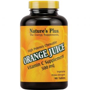 Nature's Plus, Suco de Laranja com Vitamina C 500mg - 90 Cápsulas Mastigáveis