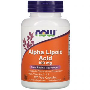 Now Foods, Ácido alfa lipóico, 100 mg, 120 cápsulas vegetais