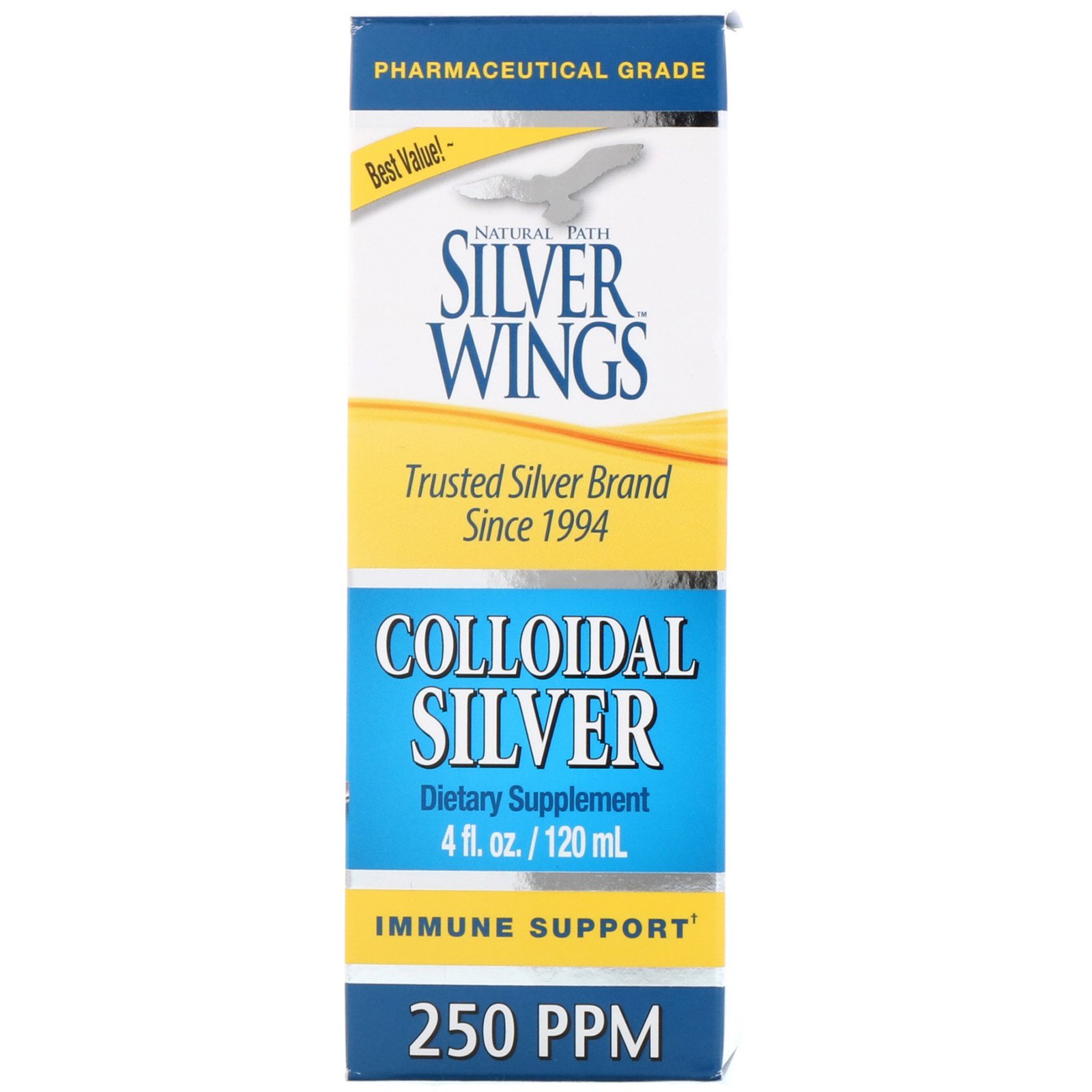 Natural Path Silver Wings, Prata Coloidal, 250 PPM, frasco de 4 oz (120 ml)