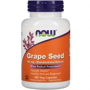 Now Foods, Semente de Uva, Extrato Padronizado, 60 mg, 180 cápsulas vegetais