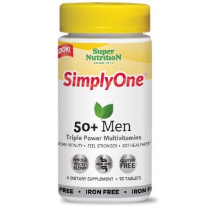 Super Nutrition, SimplyOne, Multivitaminas Com Poder Triplo Para Homens Com Mais de 50 Anos, Livre de Ferro, 90 Tabletes