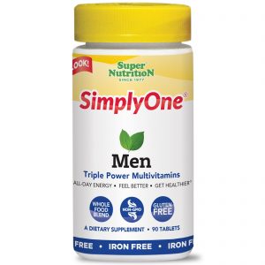 Super Nutrition, SimplyOne, Masculino, Multivitamínico de Poder Triplo, Sem Ferro, 90 Comprimidos