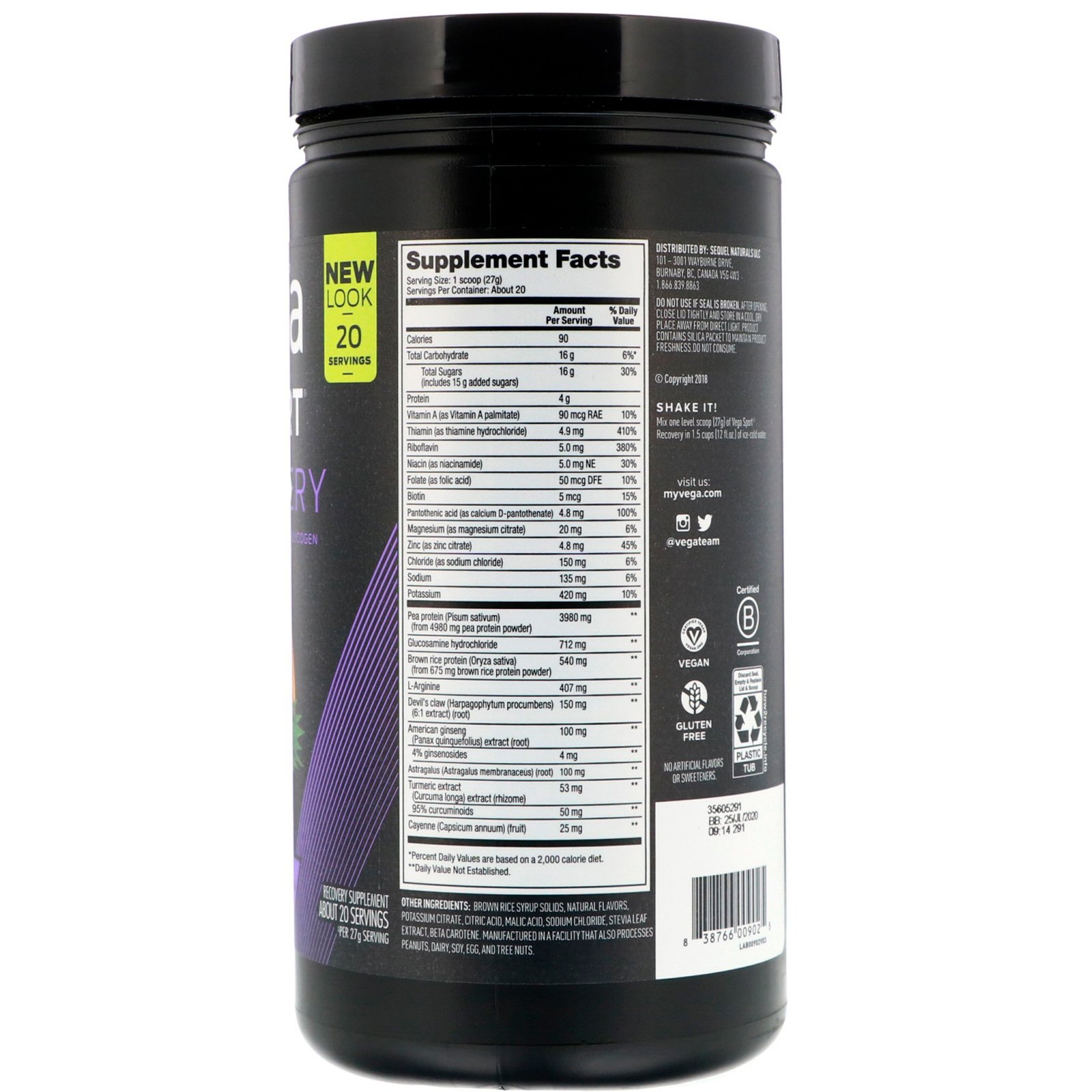 Vega, Sport, Recovery, Tropical, 19 oz (540 g) - Imagem 2