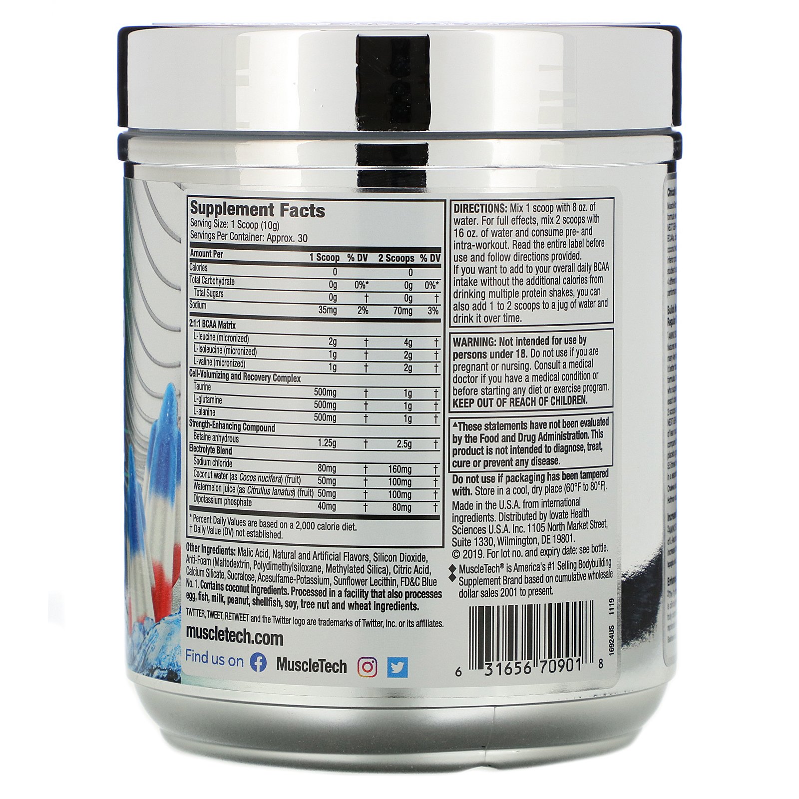 Muscletech, Amino Build Next Gen, Icy Rocket Freeze, 9.73 oz (276 g) - Imagem 2