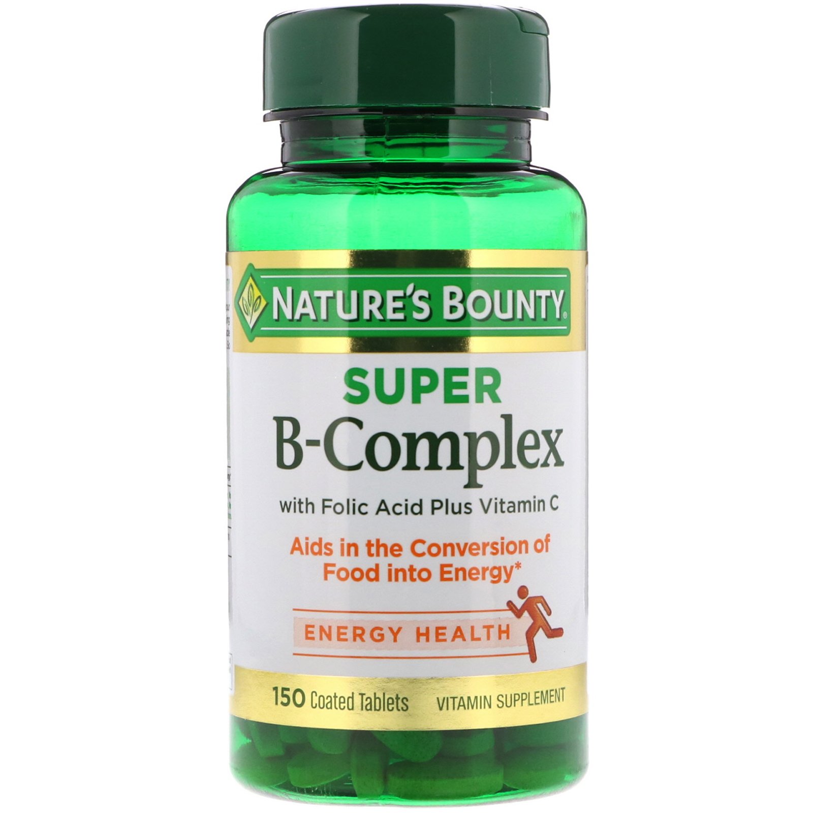 Nature's Bounty, Complexo Super-B com Ácido Fólico Mais Vitamina C, 150 Comprimidos