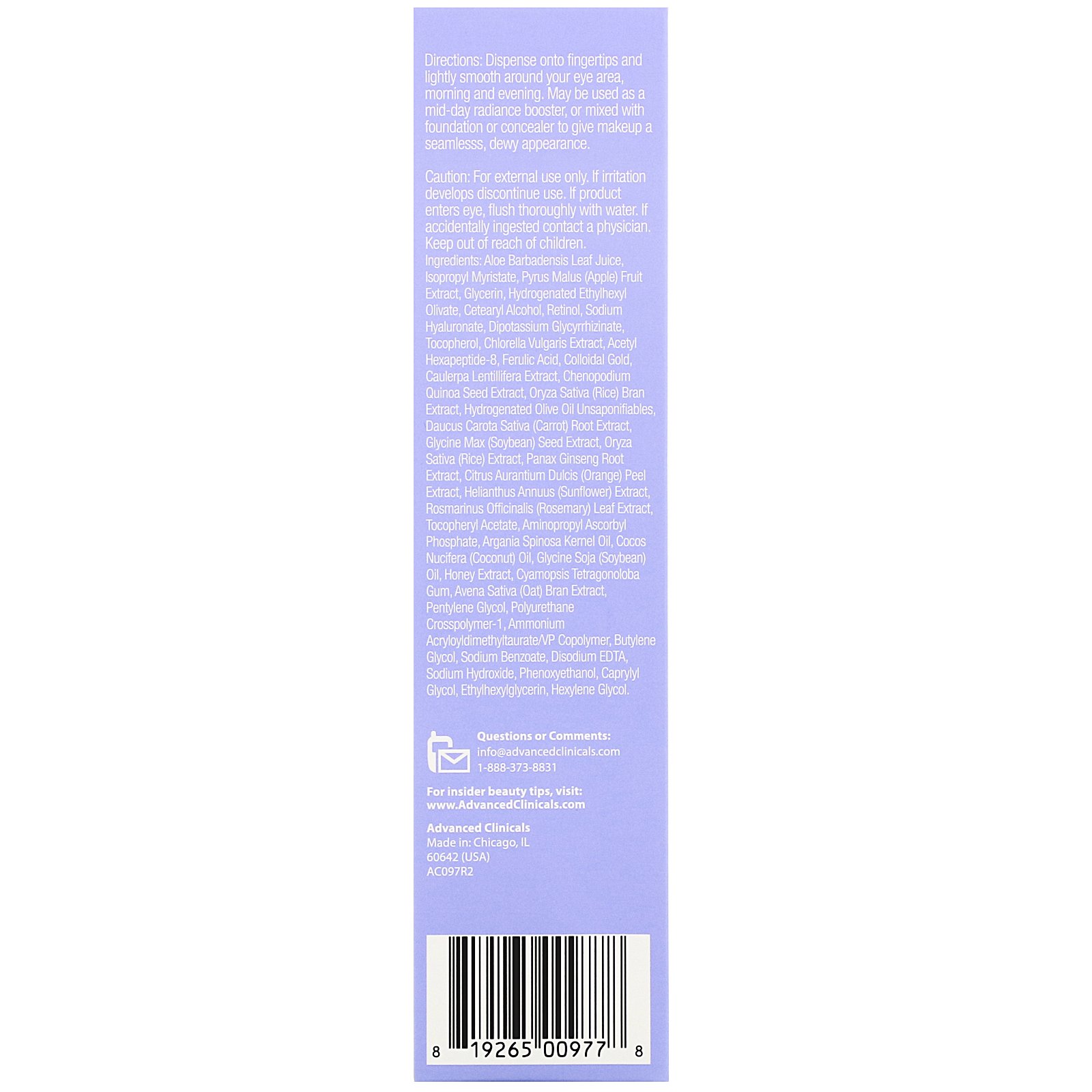Advanced Clinicals, Complete 5-in-1 Eye Serum, Multi-Correction, 2 fl oz (59 ml) - Imagem 3