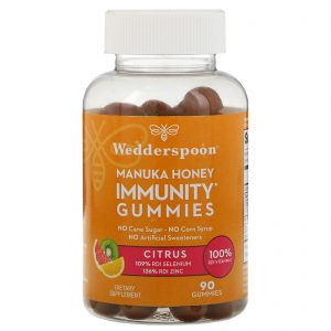 Wedderspoon, Manuka Honey, Immunity Gummies, Citrus, 90 Gummies
