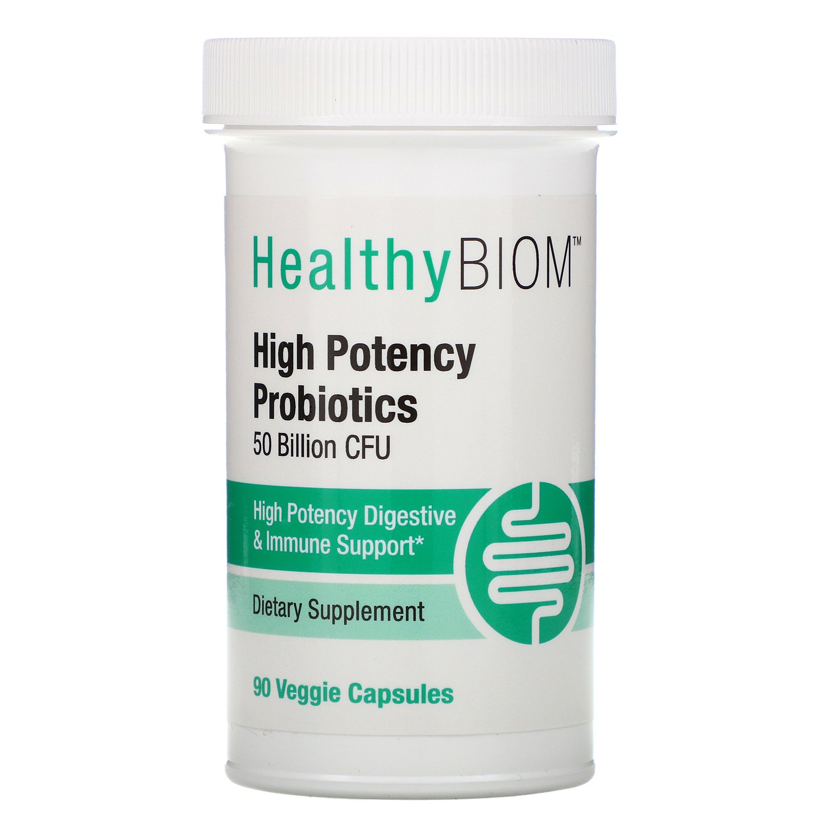 HealthyBiom, Probióticos de Alta Potência, 50 Bilhões de UFCs, 90 Cápsulas Vegetais