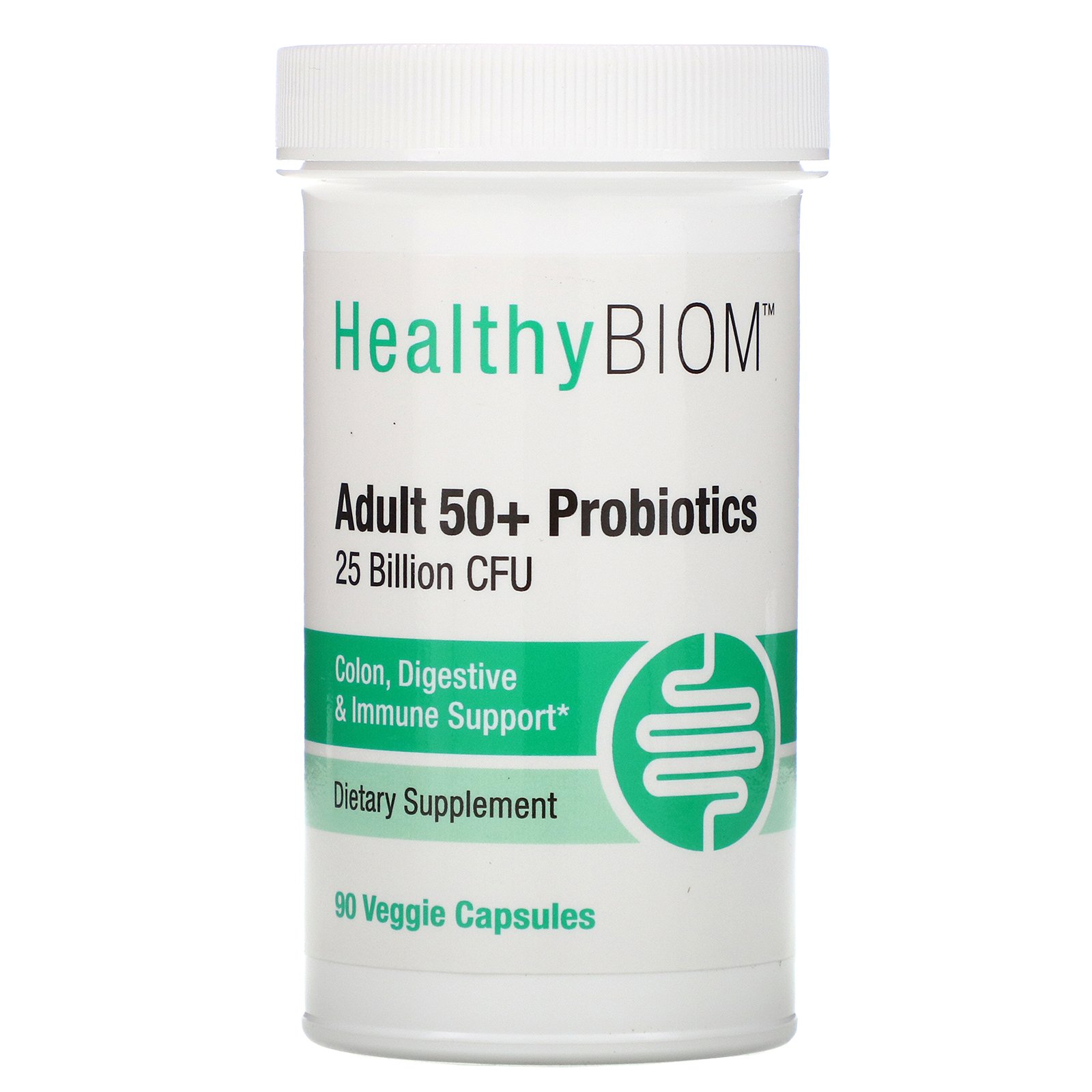 HealthyBiom, Probióticos para Adultos com mais de 50 anos, 25 Bilhões de UFCs, 90 Cápsulas Vegetais