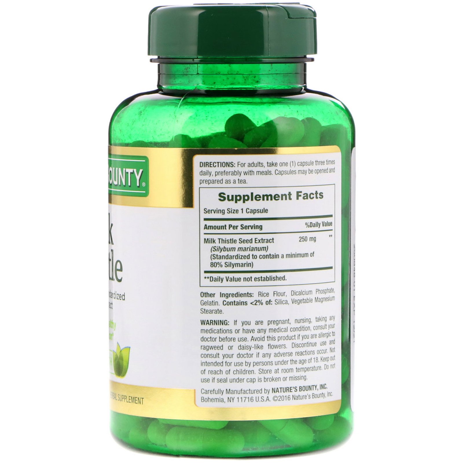 Nature's Bounty, Milk Thistle, 250 mg, 200 Cápsulas - Imagem 2