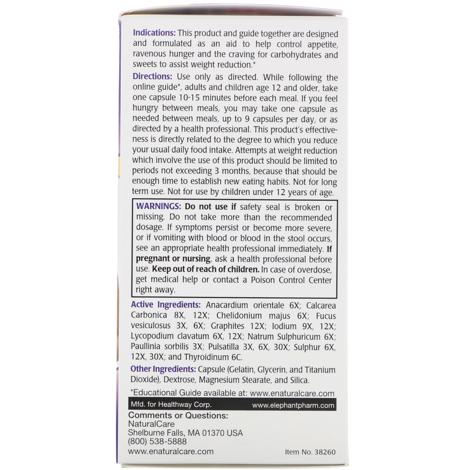 NaturalCare, Appetite, Maximum Strenght, Para Homens e Mulheres, Sem Cafeína, 60 Cápsulas - Imagem 2