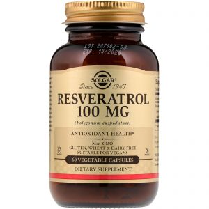 Solgar, Resveratrol, 100 mg, 60 Cápsulas Vegetais