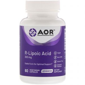 Advanced Orthomolecular Research AOR, Ácido R-Lipoico, 300 mg, 60 Cápsulas Vegetais