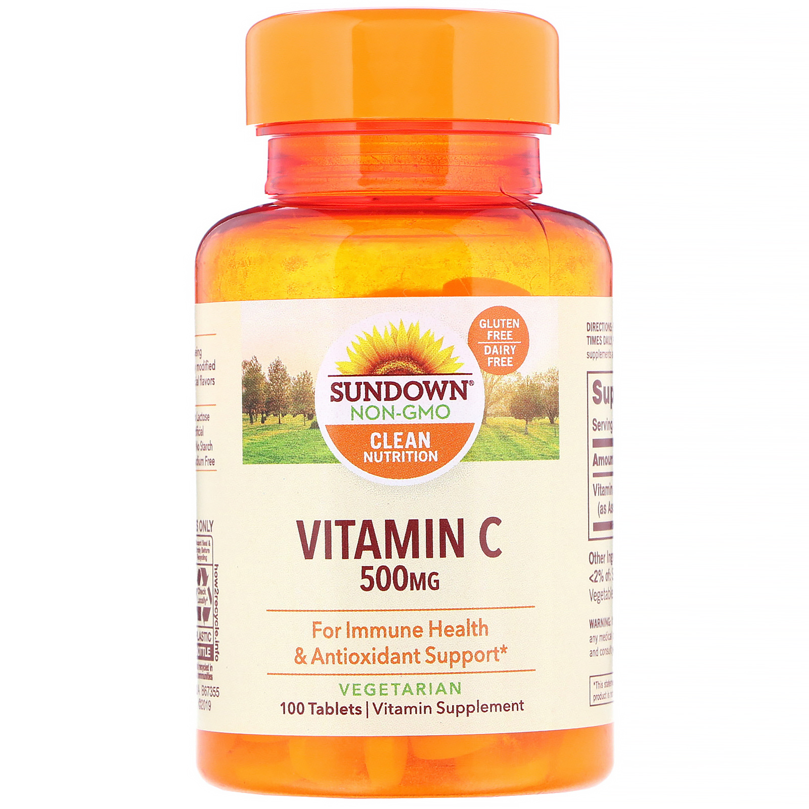 Sundown Naturals, Vitamina C, 500 mg, 100 Comprimidos