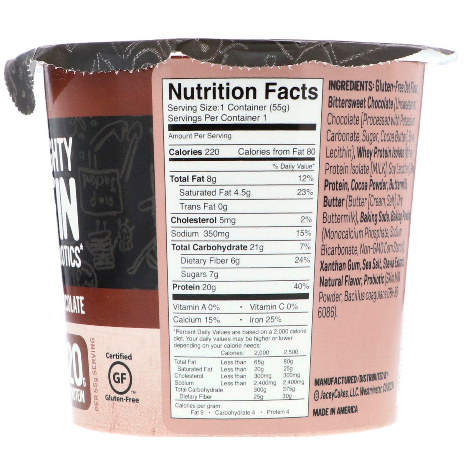 FlapJacked, Poderoso Muffin com Probióticos, Duplo chocolate, 1.94 oz (55 g) - Imagem 2