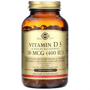 Solgar, Vitamina D3 (Colecalciferol), 400 UI, 250 Cápsulas Softgel
