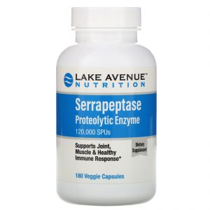 Lake Avenue Nutrition, Serrapeptase, Enzima Proteolítica, 120.000 SPUs, 180 Cápsulas Vegetais
