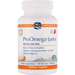 Nordic Naturals, ProOmega Junior, Morango, 500 mg, 90 Cápsulas Softgel