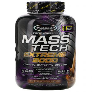 Muscletech, Mass Tech Extreme 2000, Brownie Triplo de Chocolate, 3,18 kg (7,00 lb)
