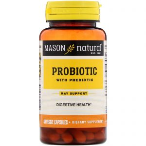 Mason Natural, Probiótico com Prebiótico, 40 Cápsulas Vegetarianas