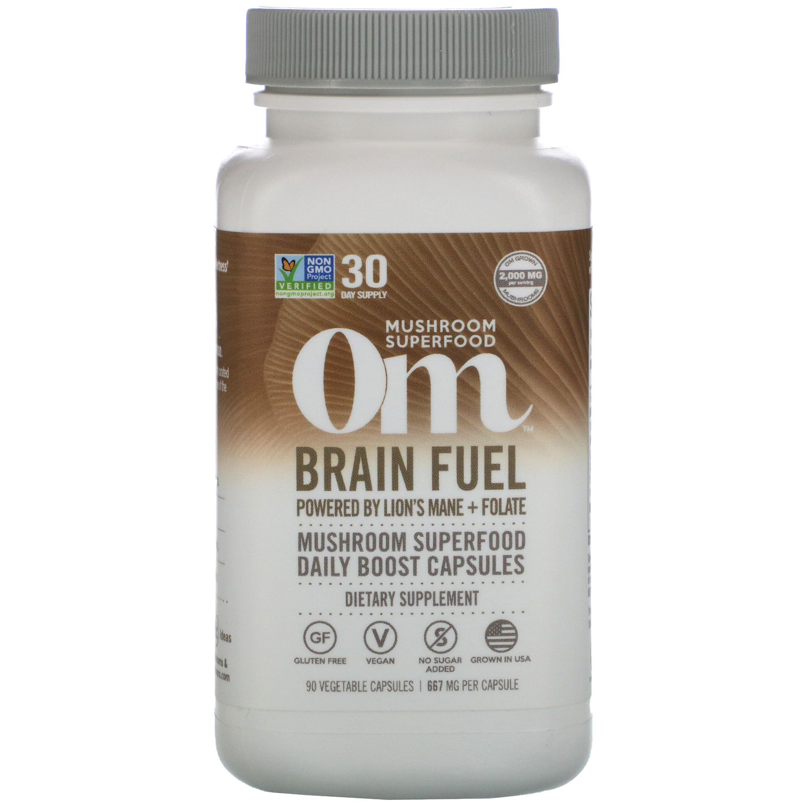 Organic Mushroom Nutrition, Brain Fuel, 667 mg, 90 Vegetarian Capsules