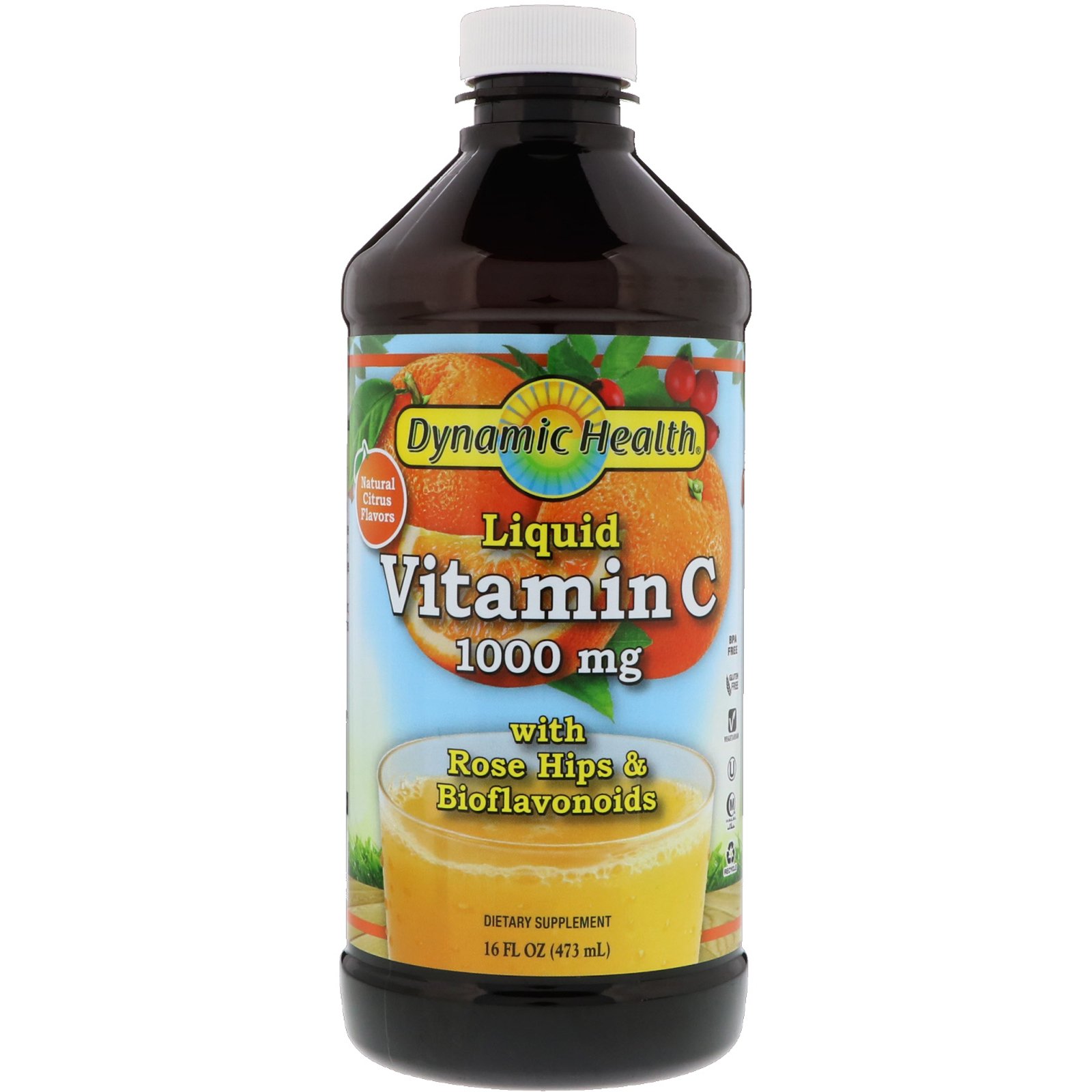 Dynamic Health Laboratories, Liquid Vitamin C, Natural Citrus Flavors, 1,000 mg, 16 fl oz (473 ml)