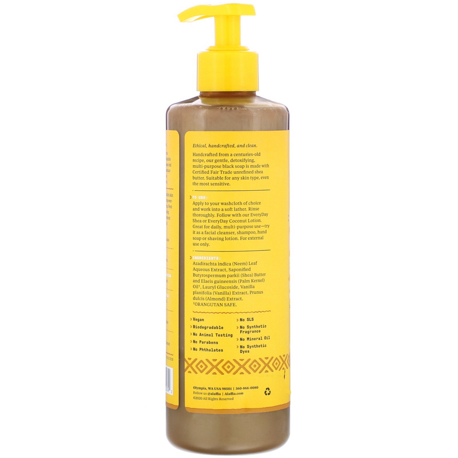 Alaffia, Sabonete Preto Africano Autêntico, Amêndoa e Baunilha, 16 fl oz (476 ml) - Imagem 2
