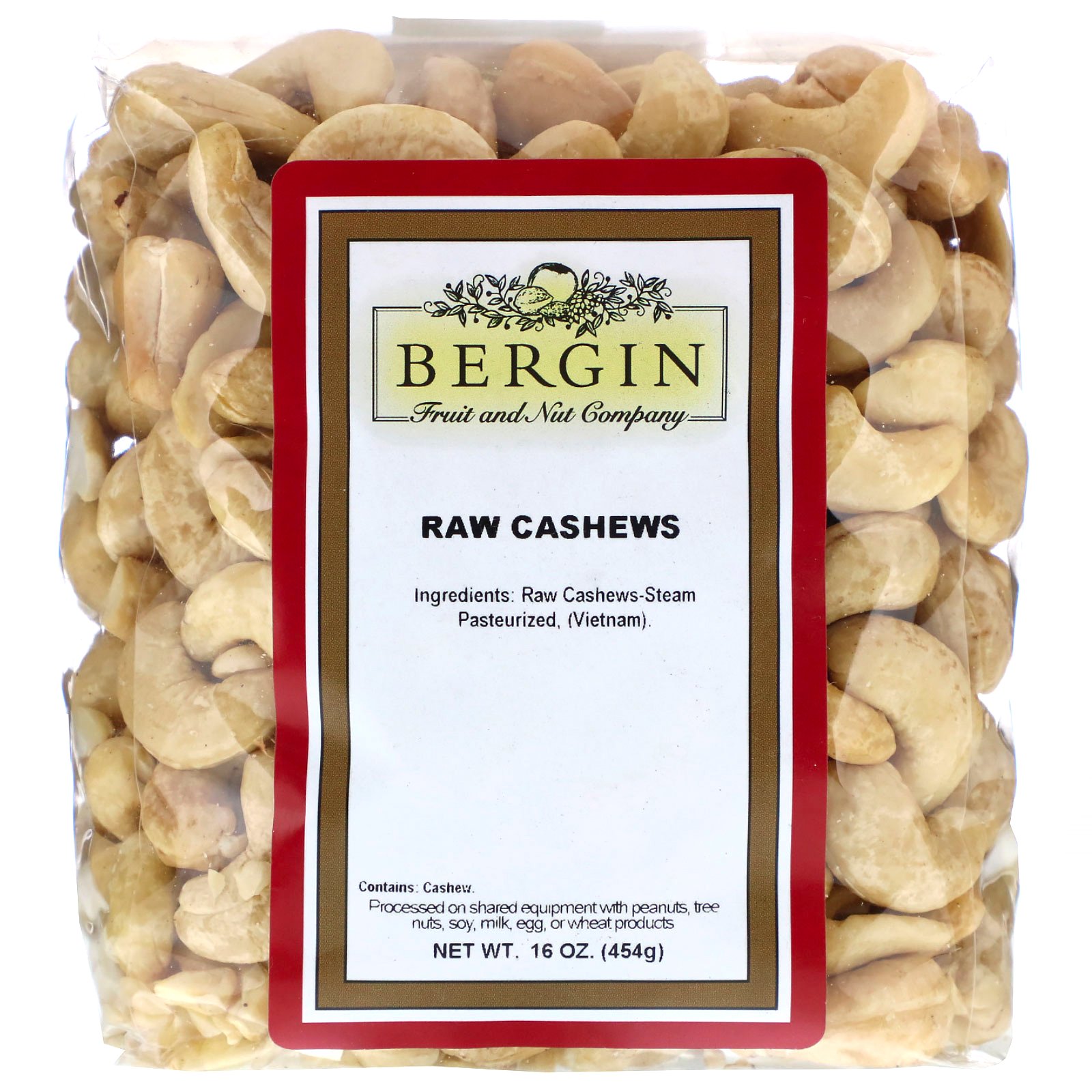 Bergin Fruit and Nut Company, Castanhas de Caju Cruas, 454 g