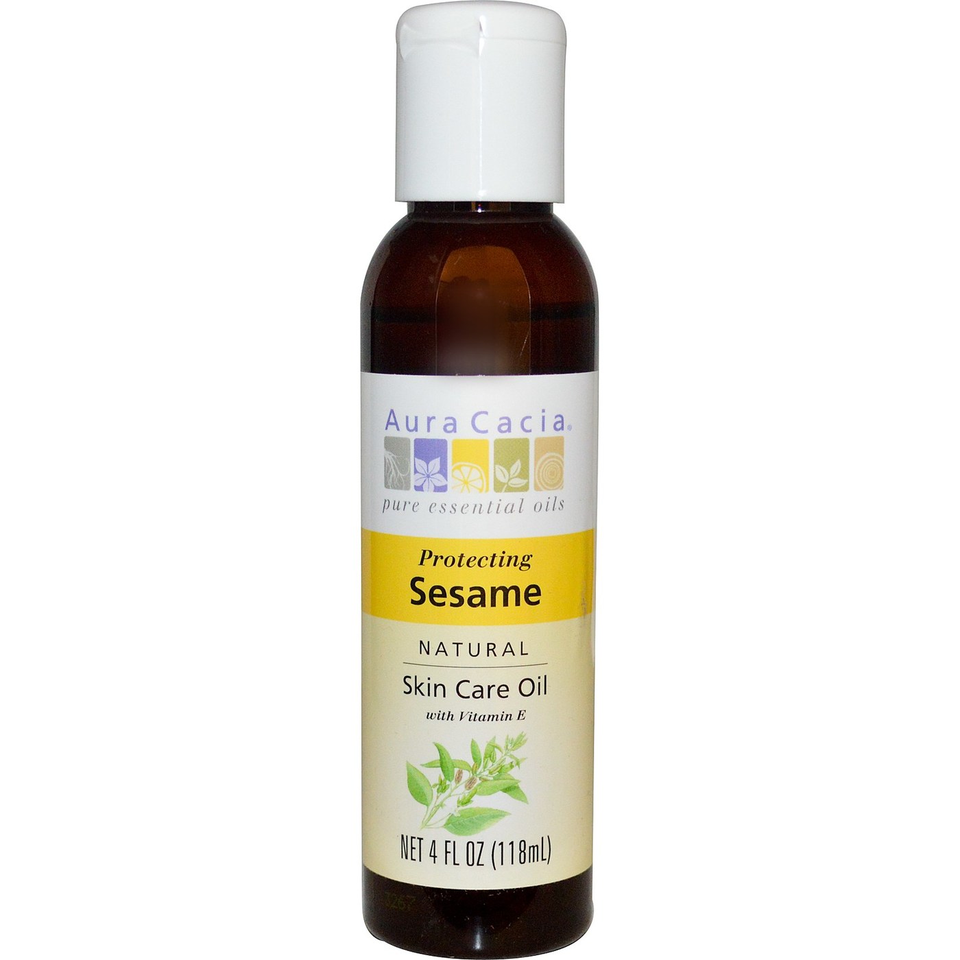 Aura Cacia, Óleo Natural de Cuidado para Pele com Gergelim - 4 fl oz (118mL)