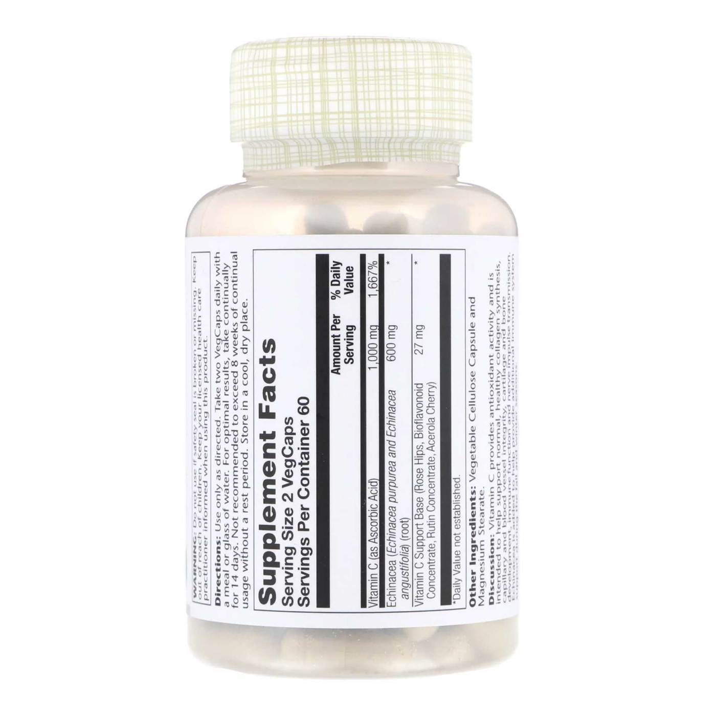 Solaray, Vitamina C com Equinácea - 120 Cápsulas - Imagem 3
