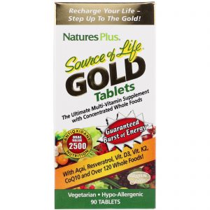 Nature's Plus, Fonte da Vida Ouro, O Suplemento Máximo de Multivitaminas, 90 Comprimidos