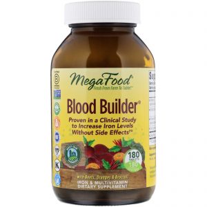 MegaFood, Blood Builder, Ferro e Suplemento Multivitamínico, 180 Comprimidos