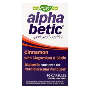 Nature's Way, Alpha Betic, Canela com Magnésio e Biotina, 90 Cápsulas