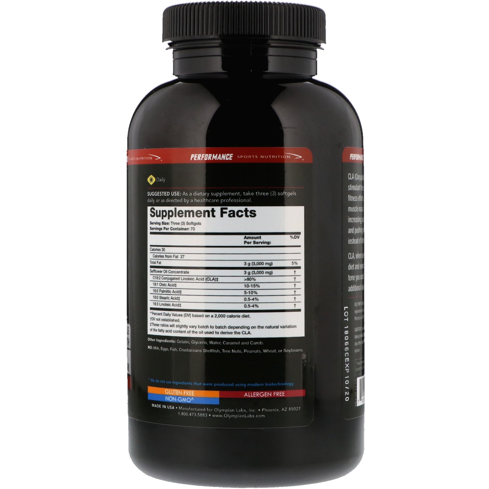 Olympian Labs, CLA, 3,000 mg, 210 Softgels - Imagem 2
