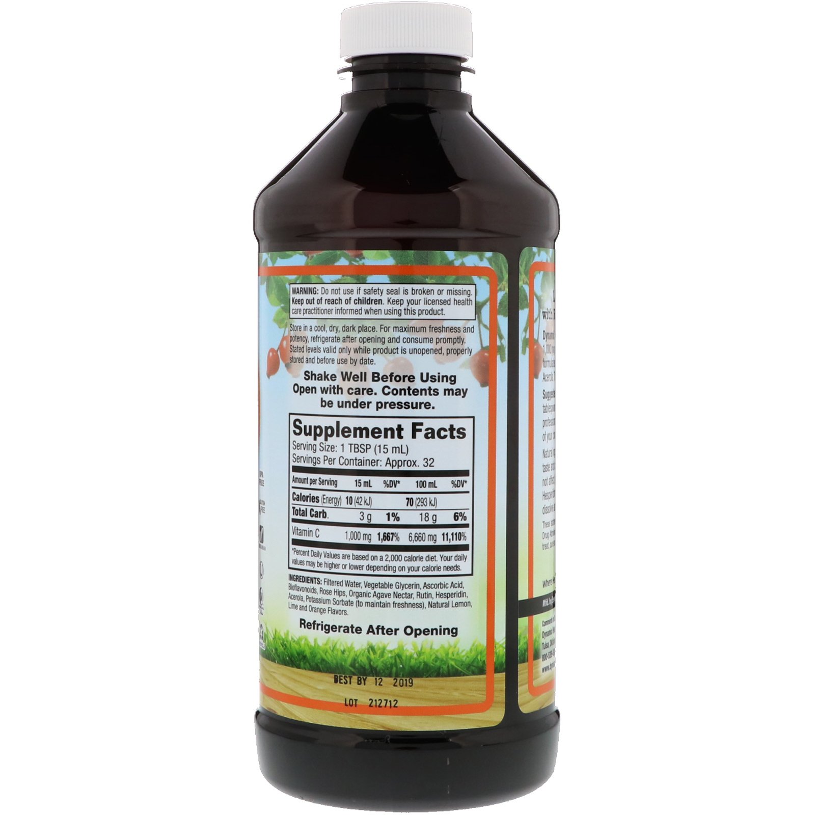 Dynamic Health Laboratories, Liquid Vitamin C, Natural Citrus Flavors, 1,000 mg, 16 fl oz (473 ml) - Imagem 2