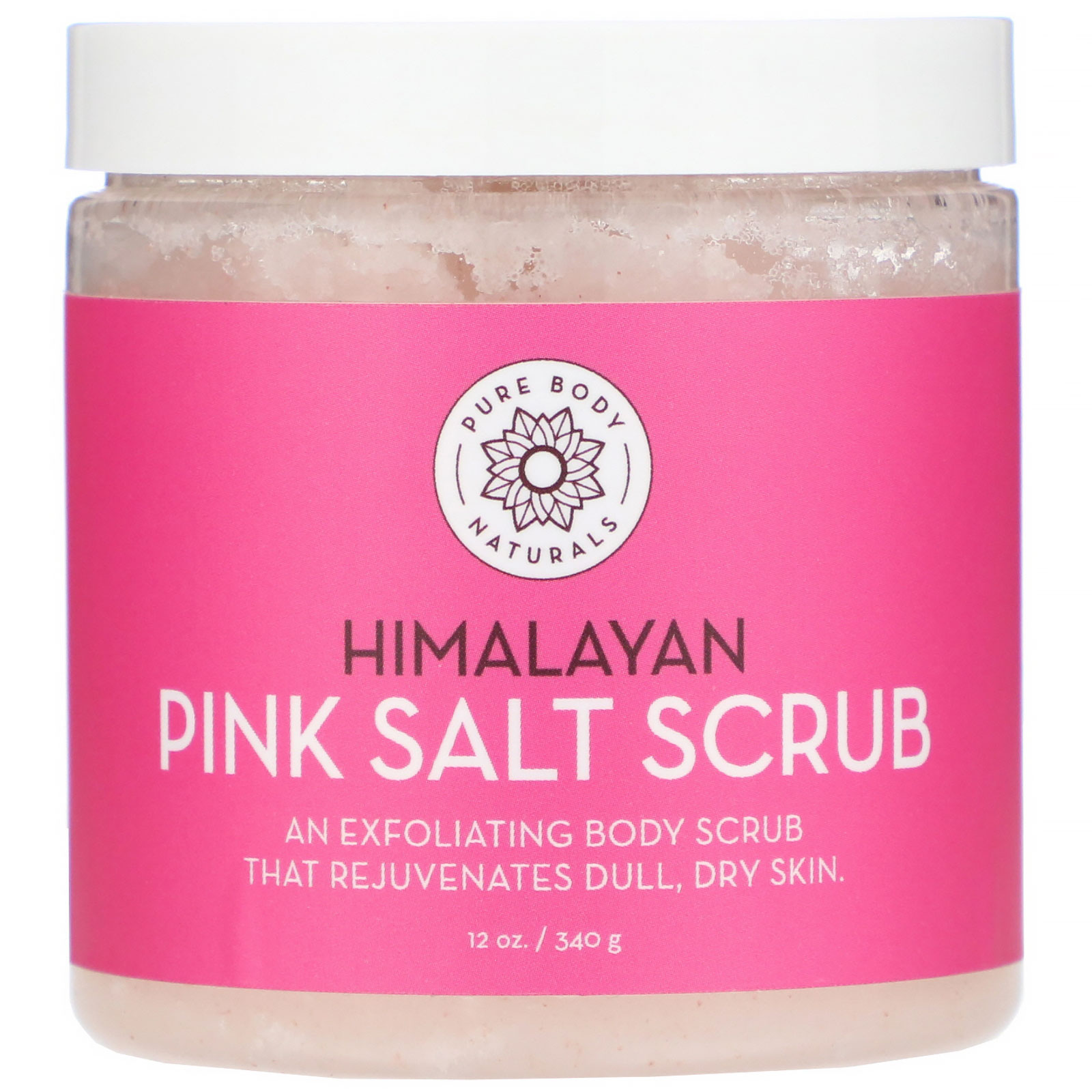 Pure Body Naturals, Esfoliante de Sal Rosa do Himalaia, 12 oz (340 g)