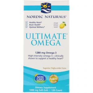 Nordic Naturals, Ultimate Omega, Limão, 1.280 mg, 120 Cápsulas Softgel