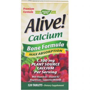 Nature's Way, Alive!, Cálcio, Fórmula Óssea, 1.300 mg, 120 Comprimidos