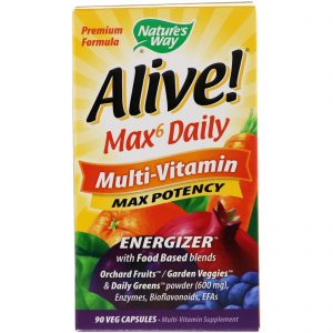 Nature's Way, Alive! Max6 Daily, Multivitamínico, 90 Cápsulas Vegetais