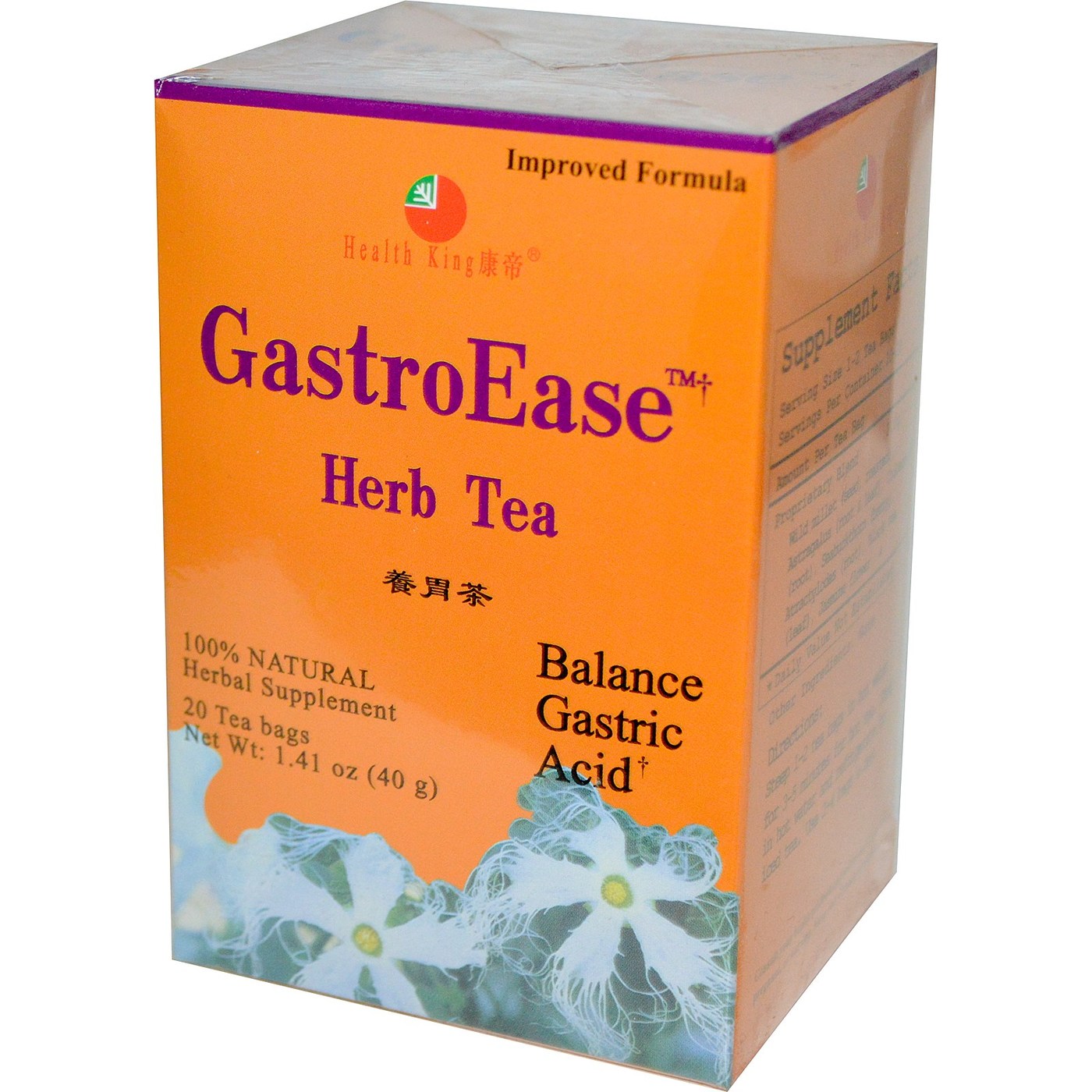 Health King and Balanceuticals, GastroEase Chá de Ervas - 20 Sacos de Chá