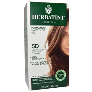 Herbavita, Gel de coloração permanente, Marrom - 5D Castanho Dourado Leve - 135 mL