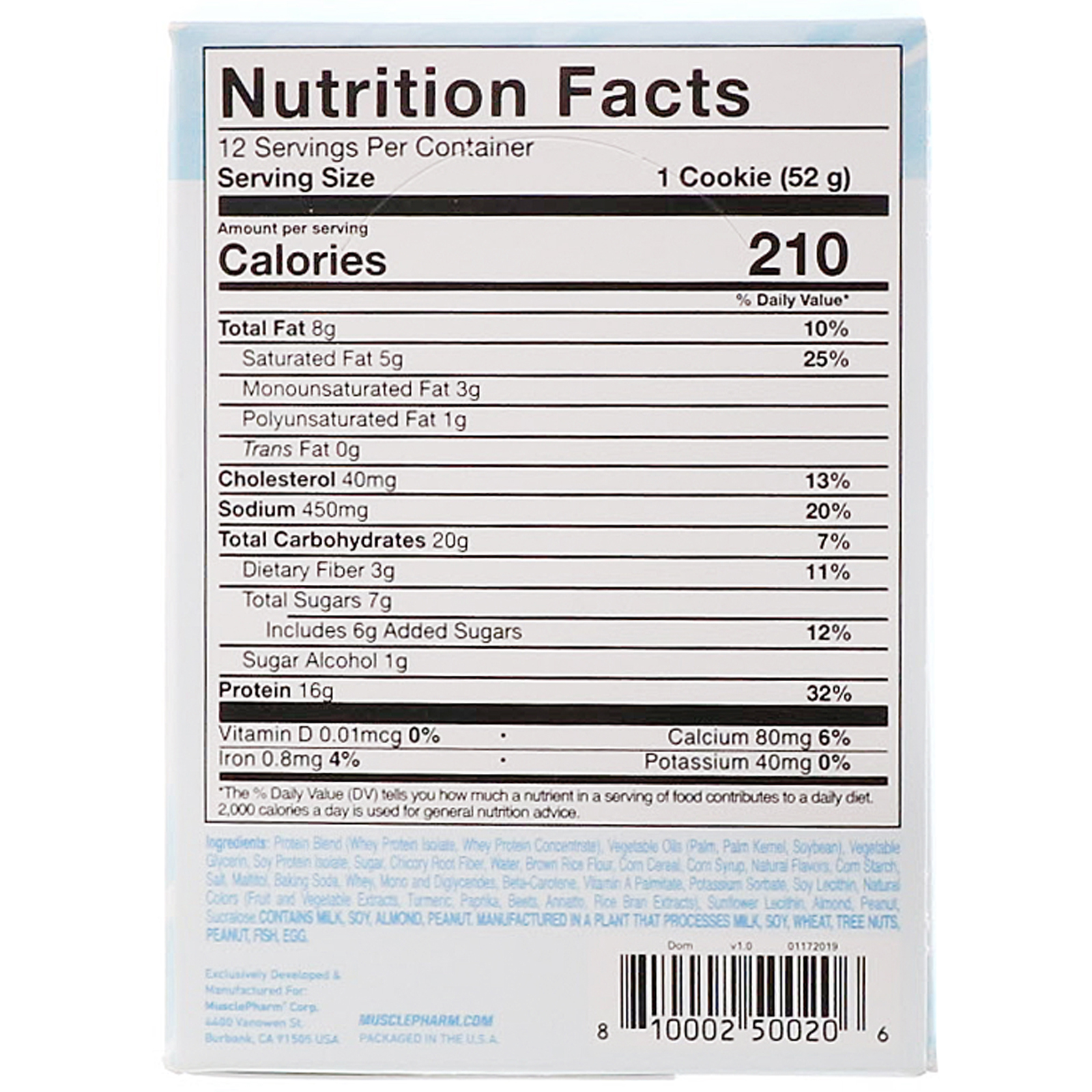 MusclePharm, Biscoitos de Proteína, Bolo de Aniversário, 12 Biscoitos, 1,83 oz (52 g) Cada - Imagem 3