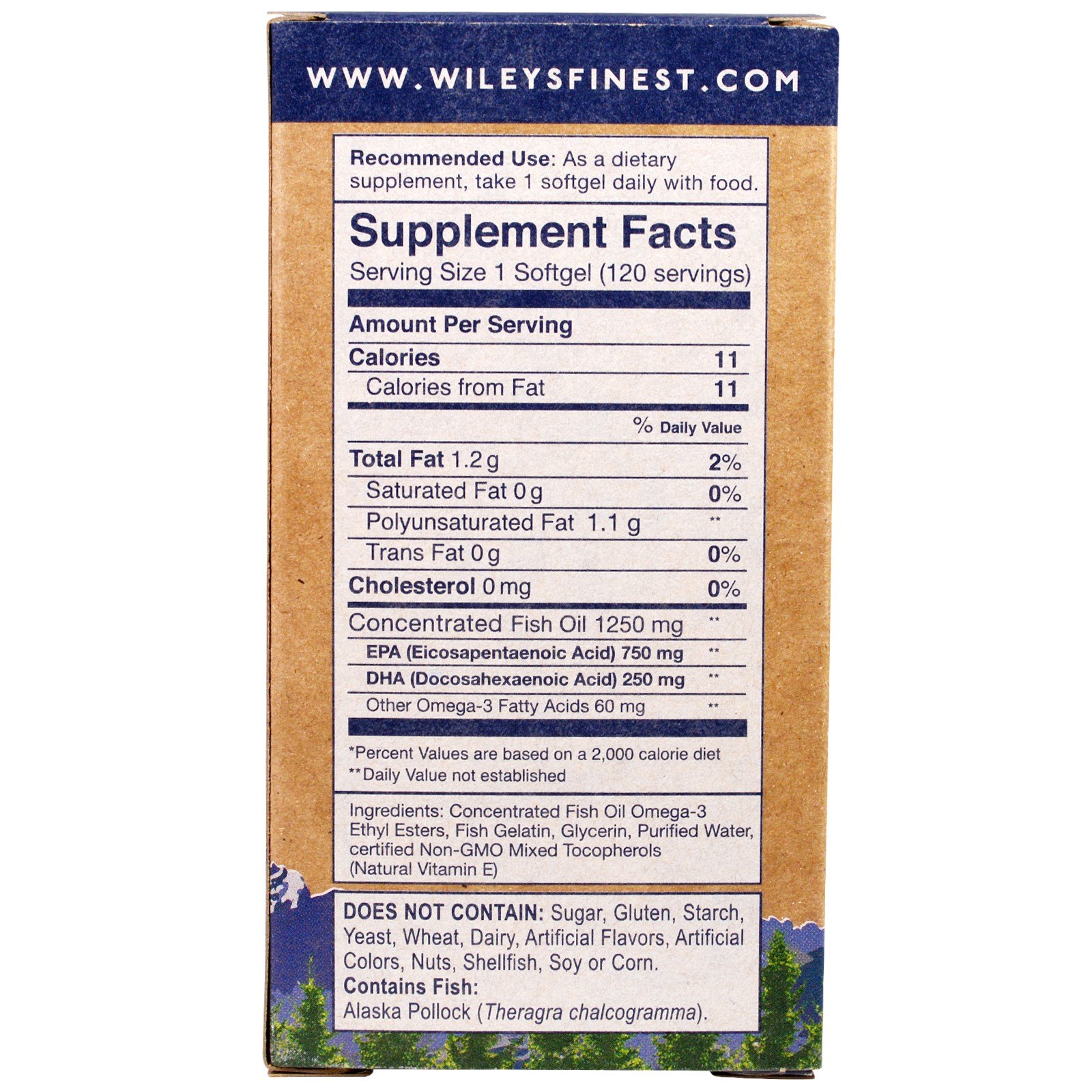 Wiley's Finest, Óleo de Peixe Selvagem do Alasca, EPA de Pico, 1.250 mg, 120 Cápsulas Softgel de Peixe - Imagem 2
