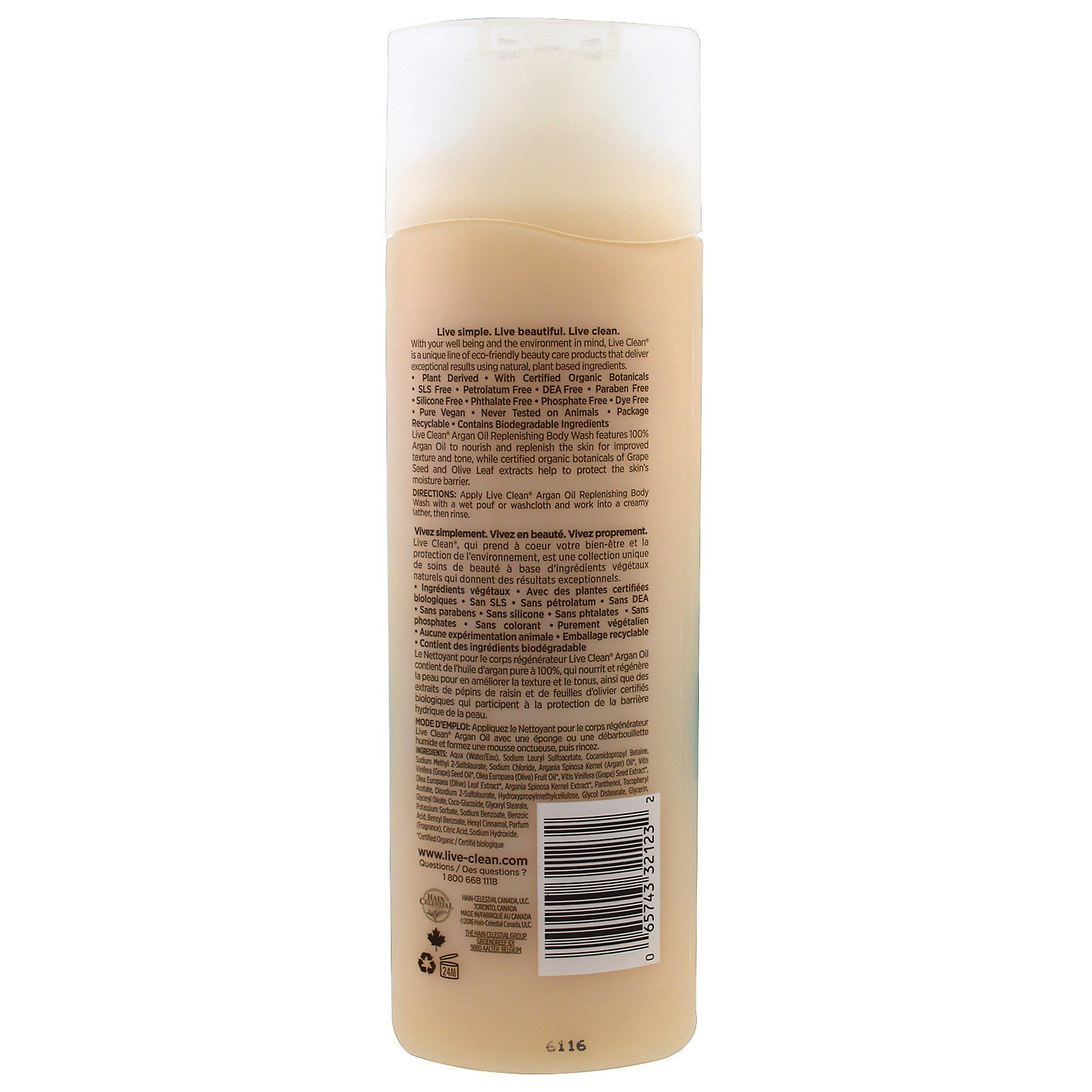 Live Clean, Gel de banho revigorante, Óleo de argan, 17 fl oz (500 ml) - Imagem 2