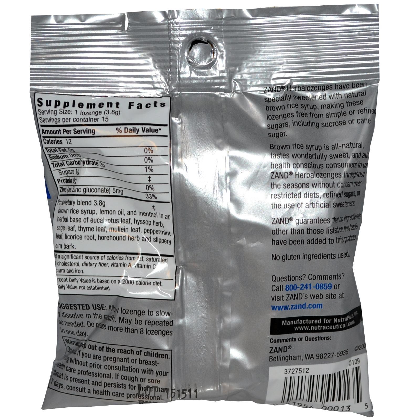 Zand, Limão Zinco, Herbalozenge, Sabor Natural de Limão, 15 Pastilhas - Imagem 2