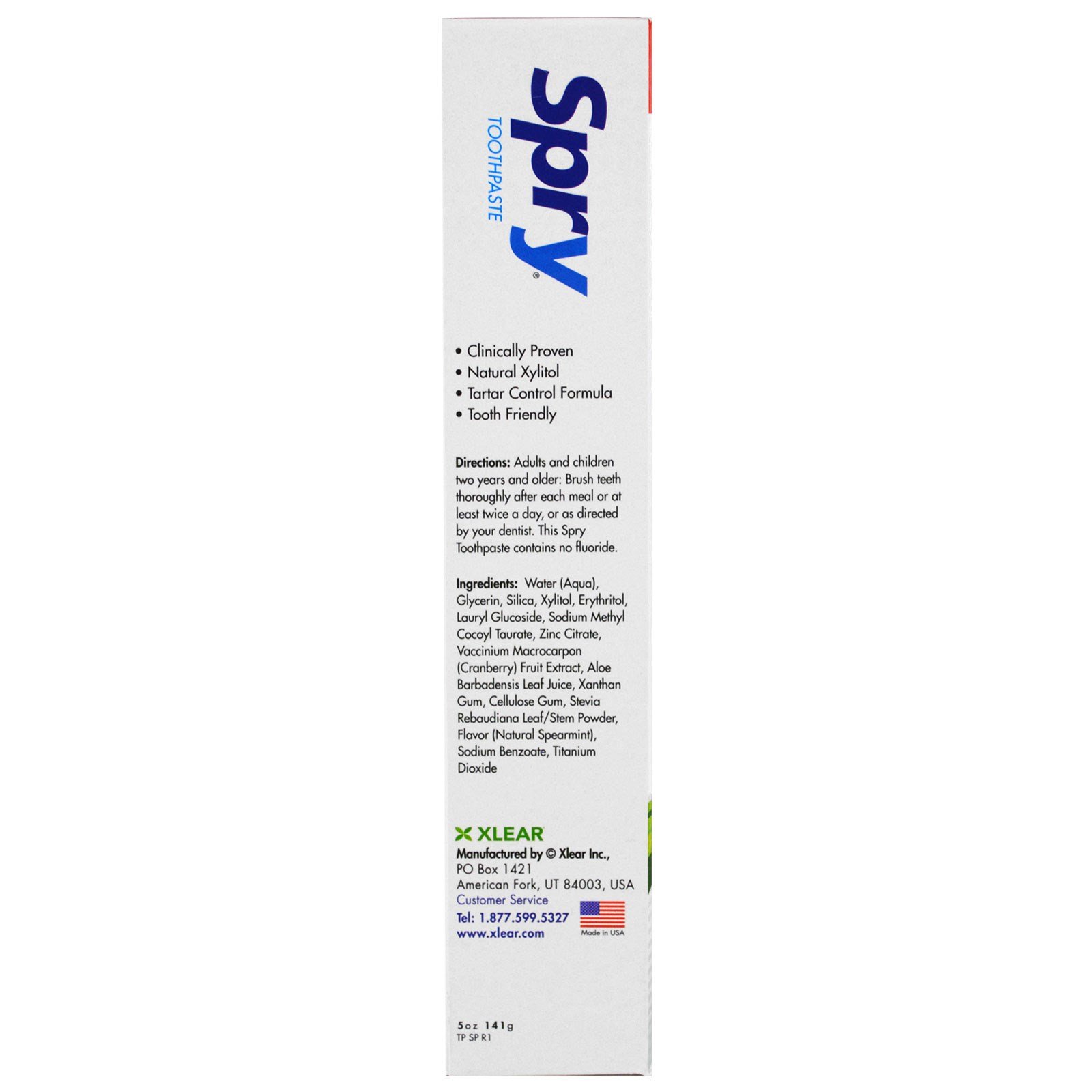 Xlear, Creme Dental Spry, Controle Antiplaca e Antitártaro, Sem Fluoreto, Hortelã Natural, 5 oz (141 g) - Imagem 2