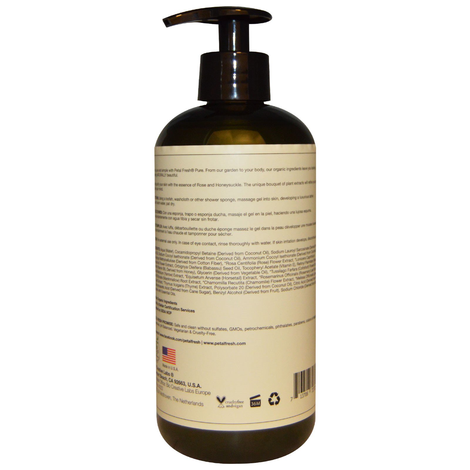 Petal Fresh, Puro, Gel Purificante de Banho e Ducha, Rosa e Madressilva, 16 fl oz (475 ml) - Imagem 2