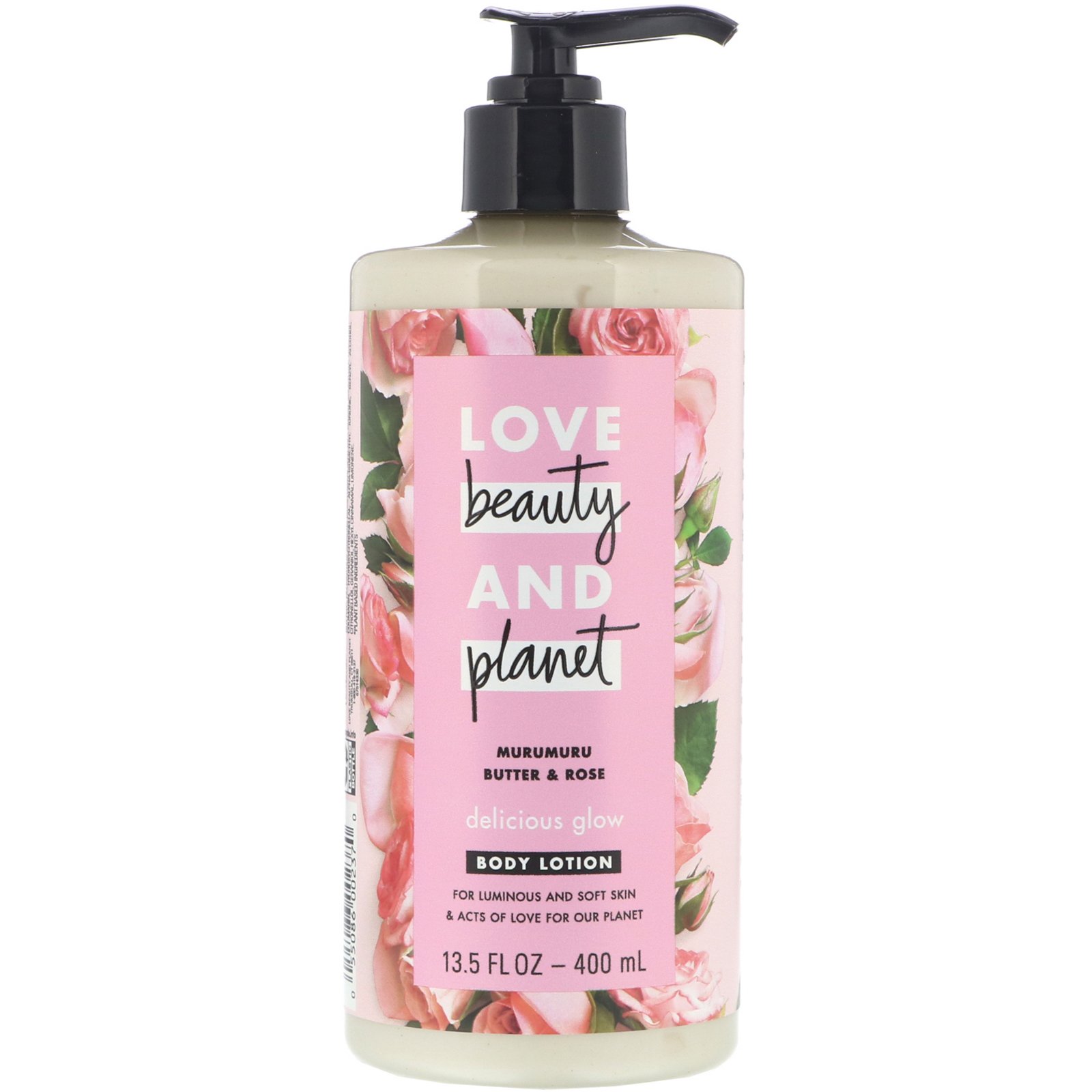 Love Beauty and Planet, Loção Corporal Delicious Glow, Manteiga de Murumuru e Rosas, 400 ml (13,5 fl oz)